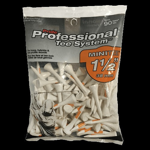 Professional Tee System Mini Tee - 90 Count - White/Orange - 1-1/2"