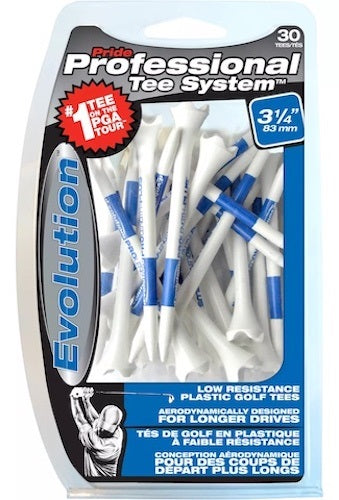 Professional Evolution Tee System - 30 Count - White/Blue - 3-1/4"
