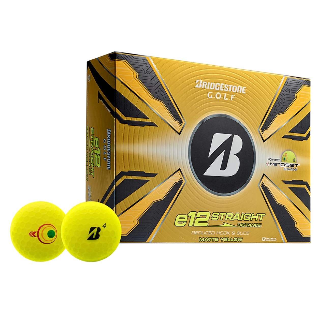 Bridgestone 2025 e12 Straight Golf Balls - Matte Yellow - Dozen