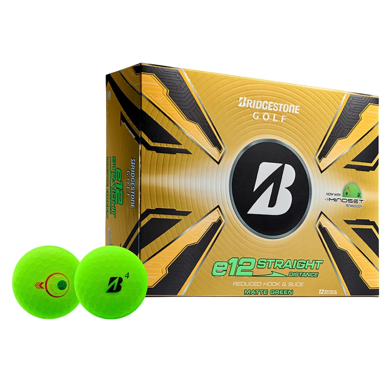 Bridgestone 2025 e12 Straight Golf Balls - Matte Green - Dozen
